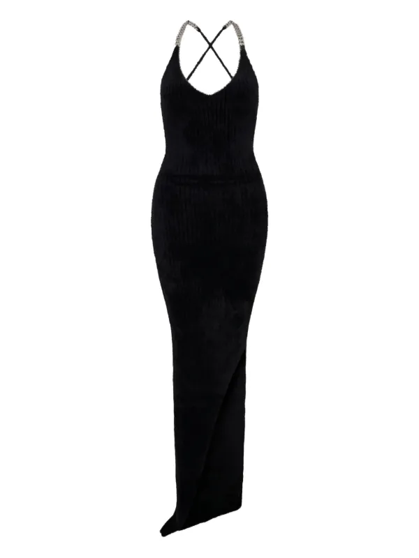 David Koma Chain-strap Asymmetric-hem Dress in Black