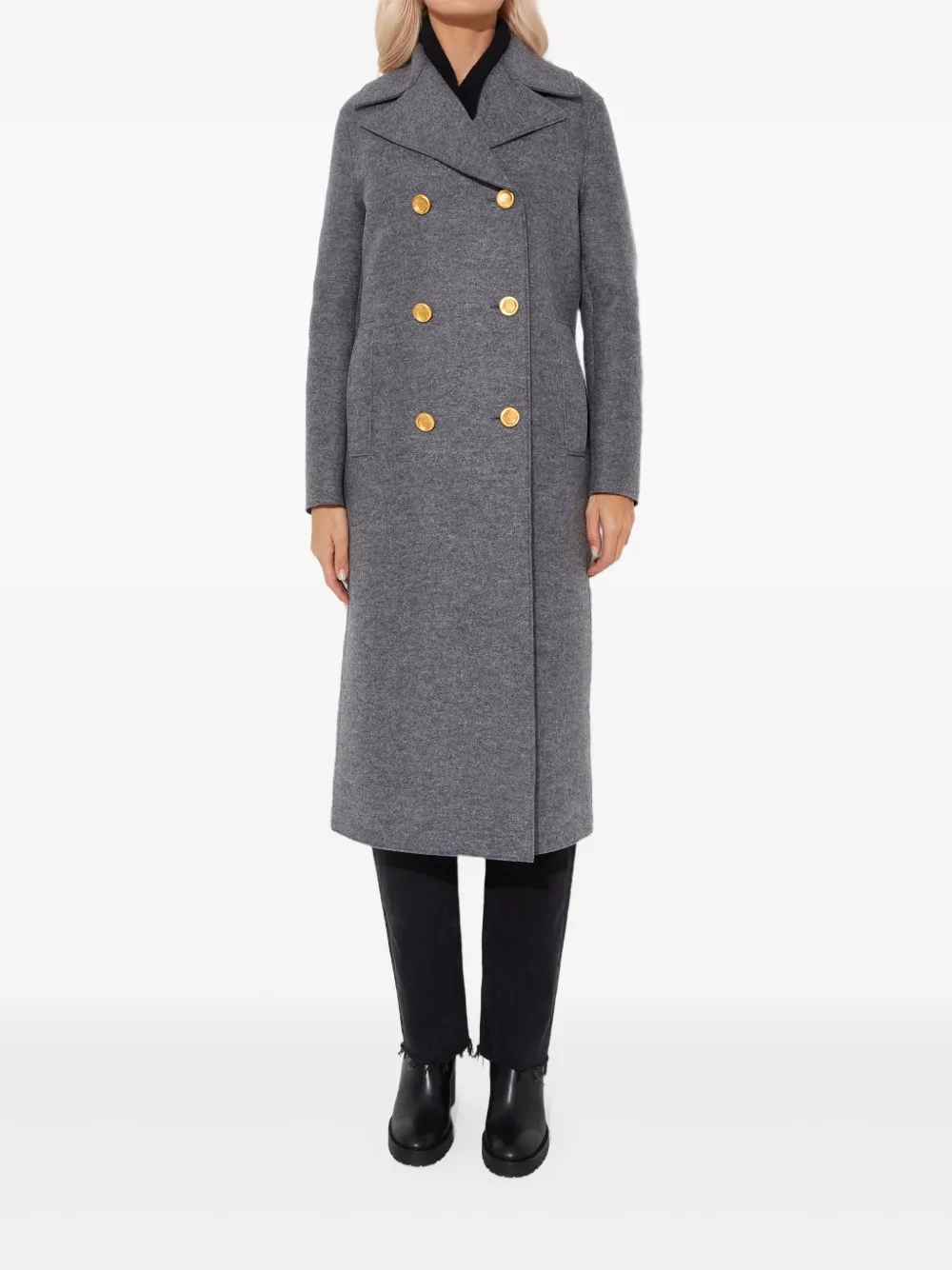 Harris Wharf London Double-breasted Coat In Gray