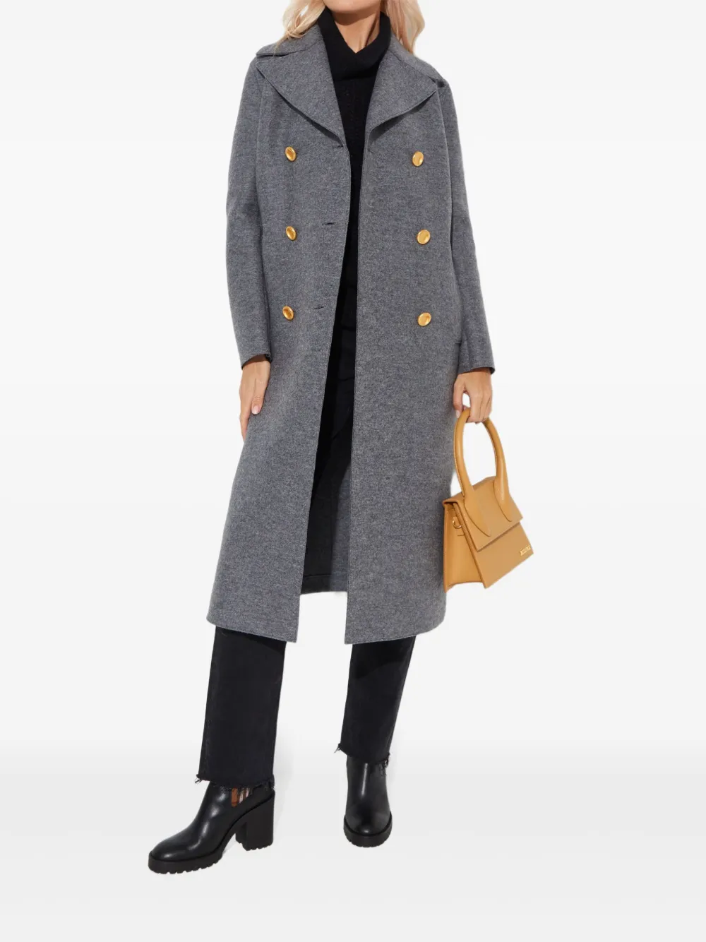 Harris Wharf London Double-breasted Coat In Gray