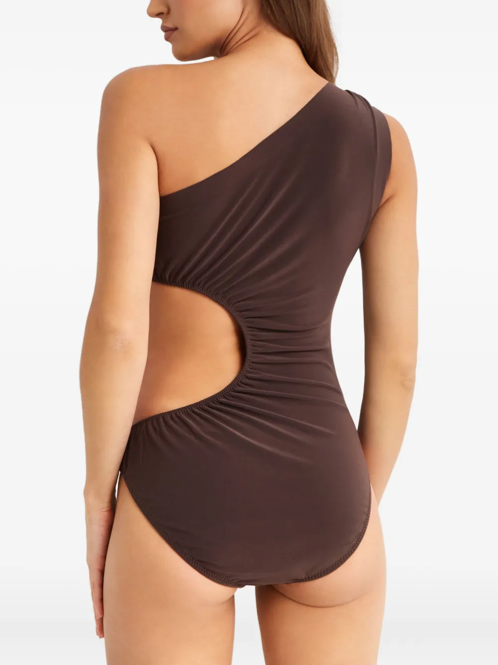 Norma Kamali Mio Sunburst One-shoulder Cut-out Swimsuit In Multi