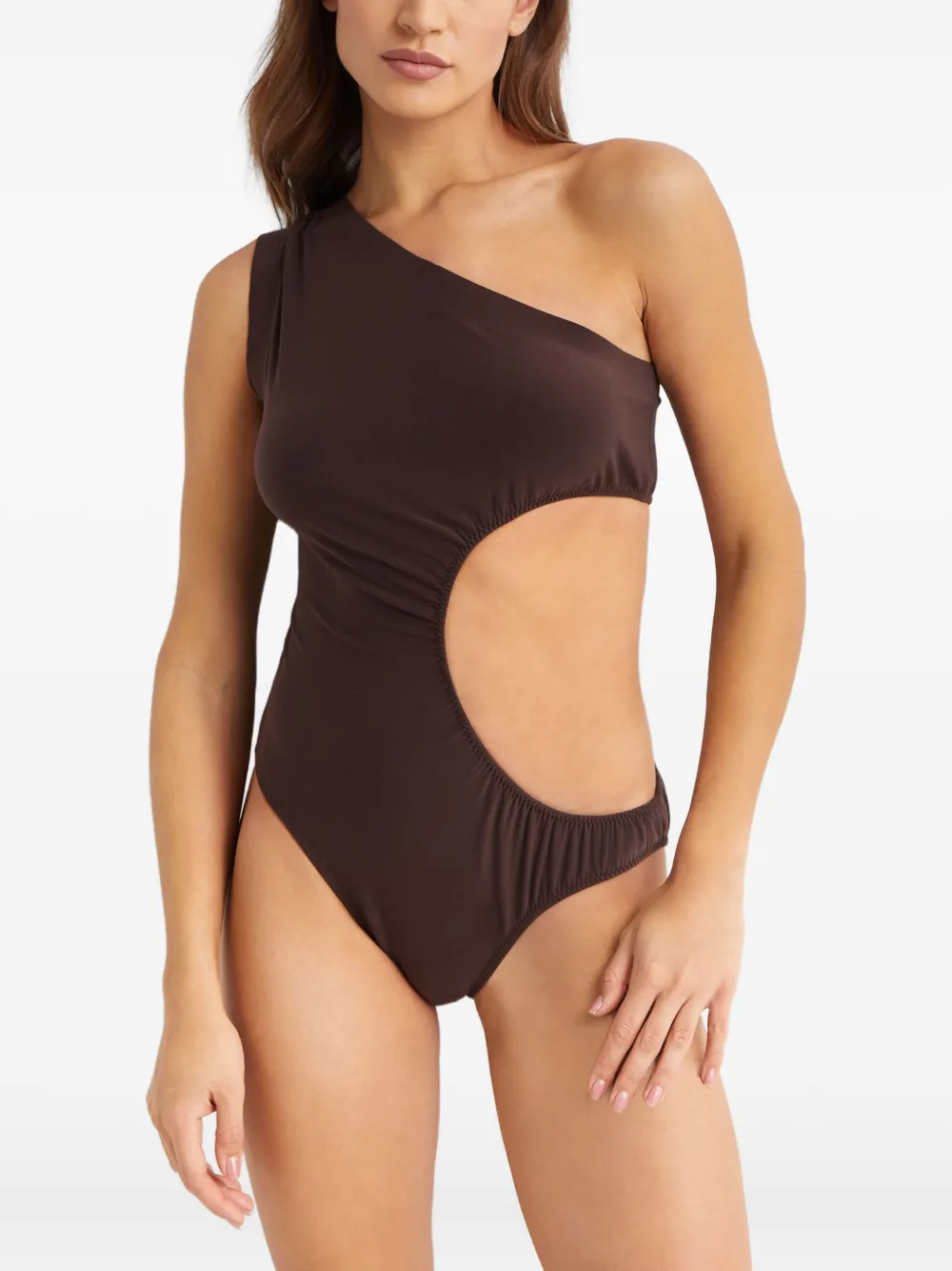 Norma Kamali Mio Sunburst One-shoulder Cut-out Swimsuit In Multi