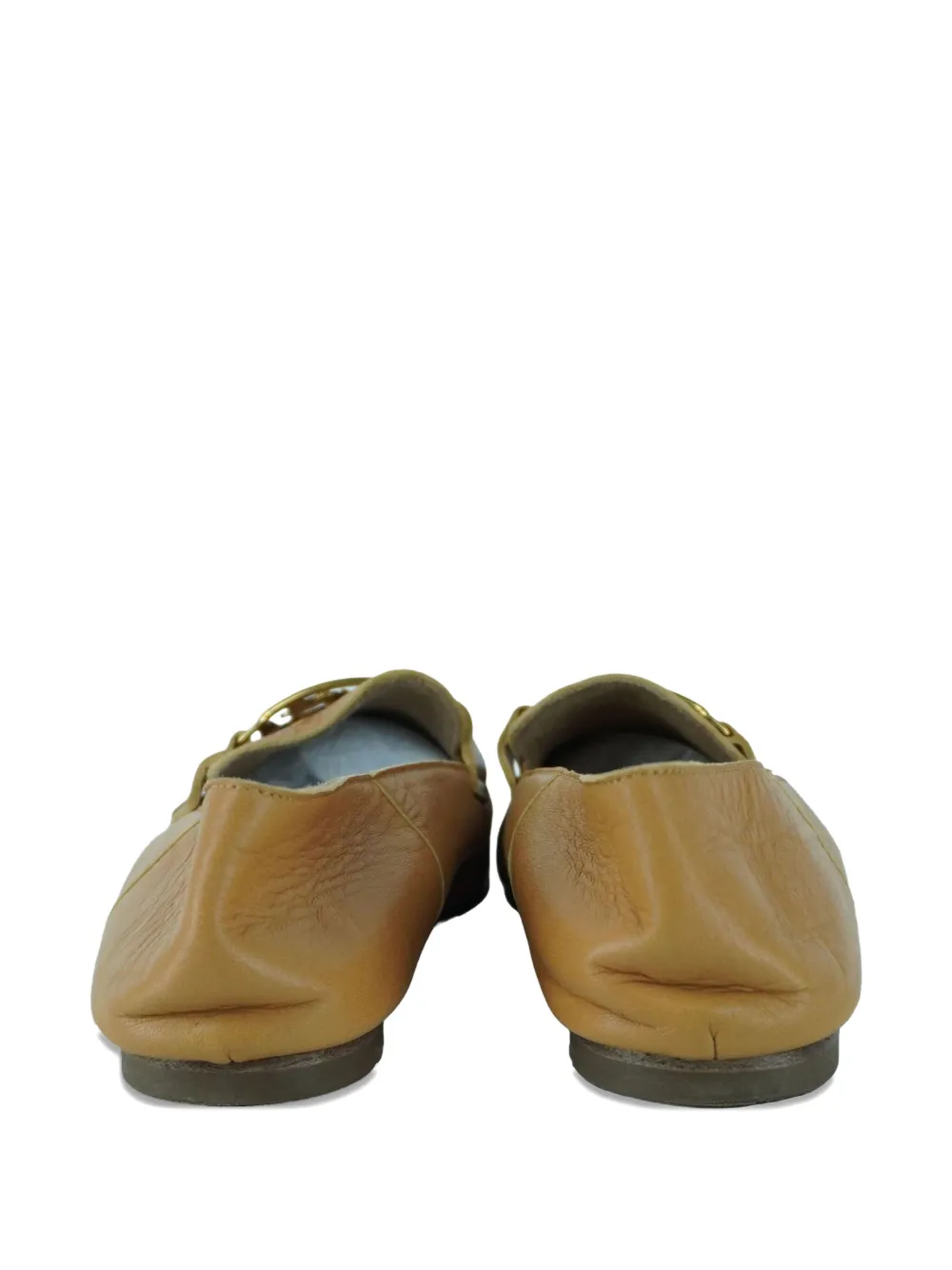 Pre-owned Hermes Time Horse-embellishment Leather Loafers In Neutral