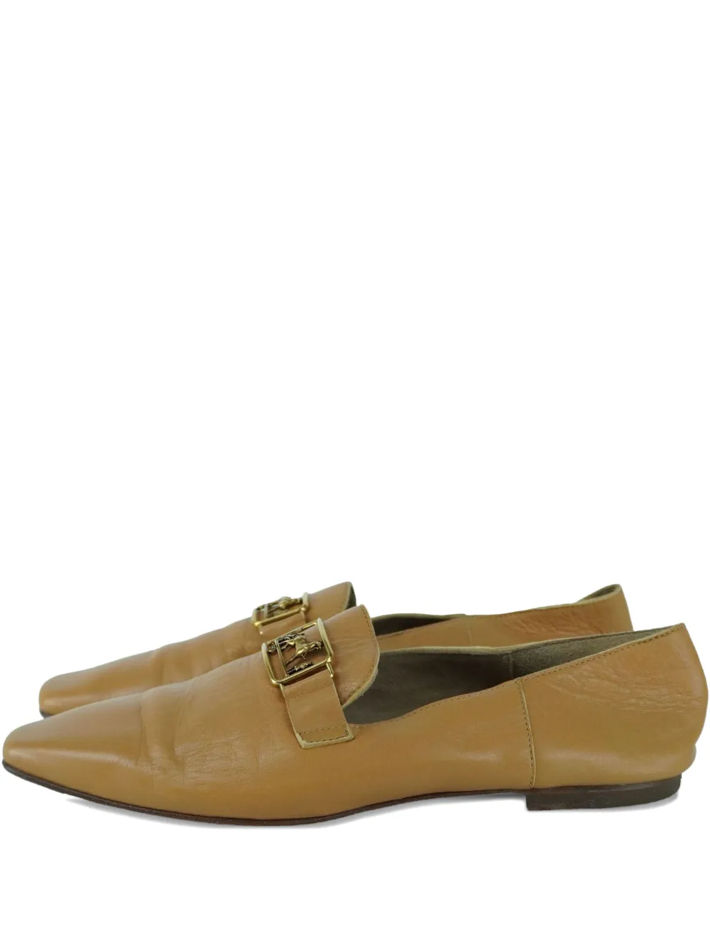 Pre-owned Hermes Time Horse-embellishment Leather Loafers In Neutral