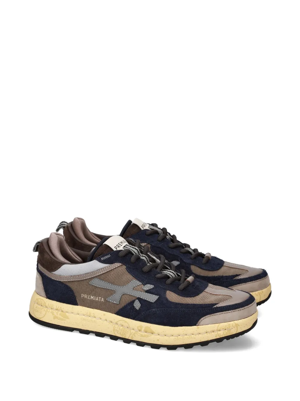 Premiata Nous sneakers met logopatch Blauw