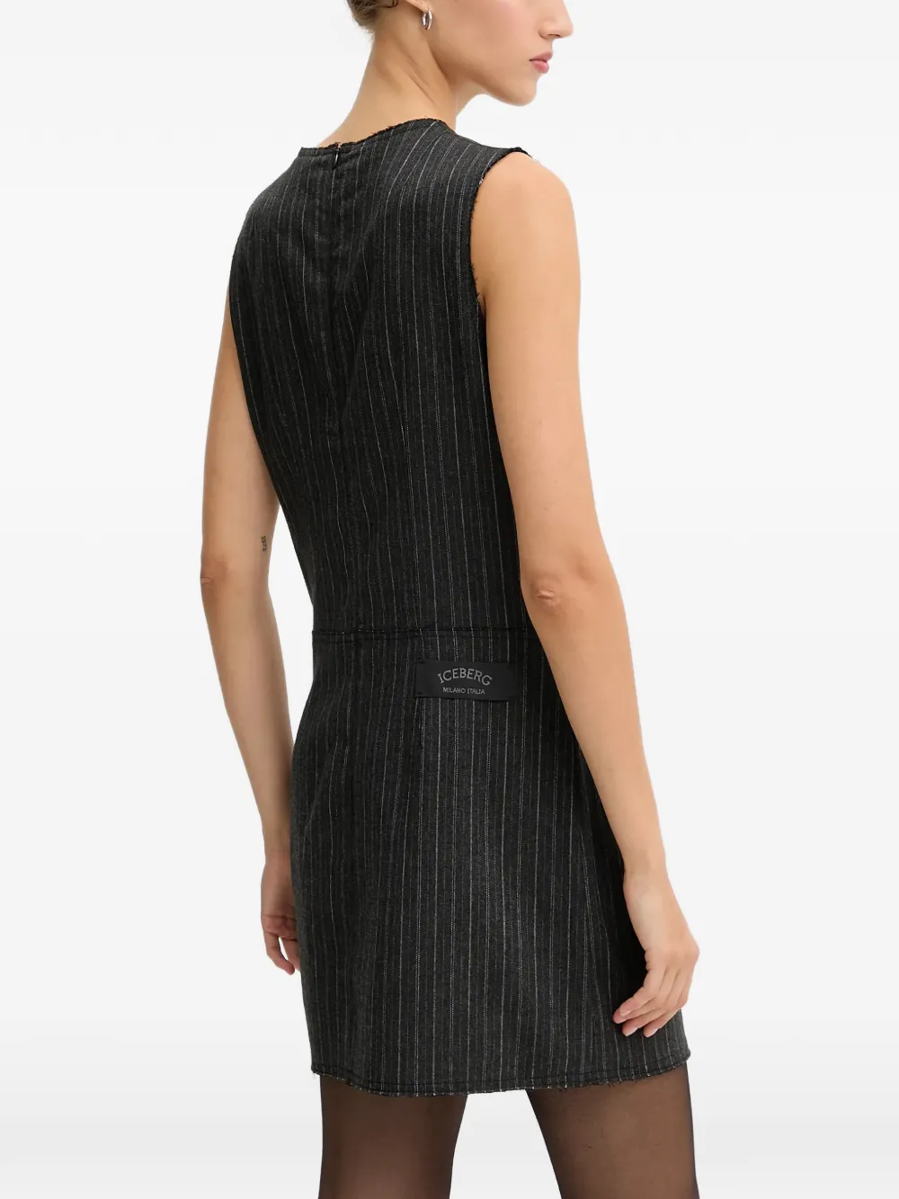  Iceberg Striped-pattern V-neck Mini Dress - Grey 