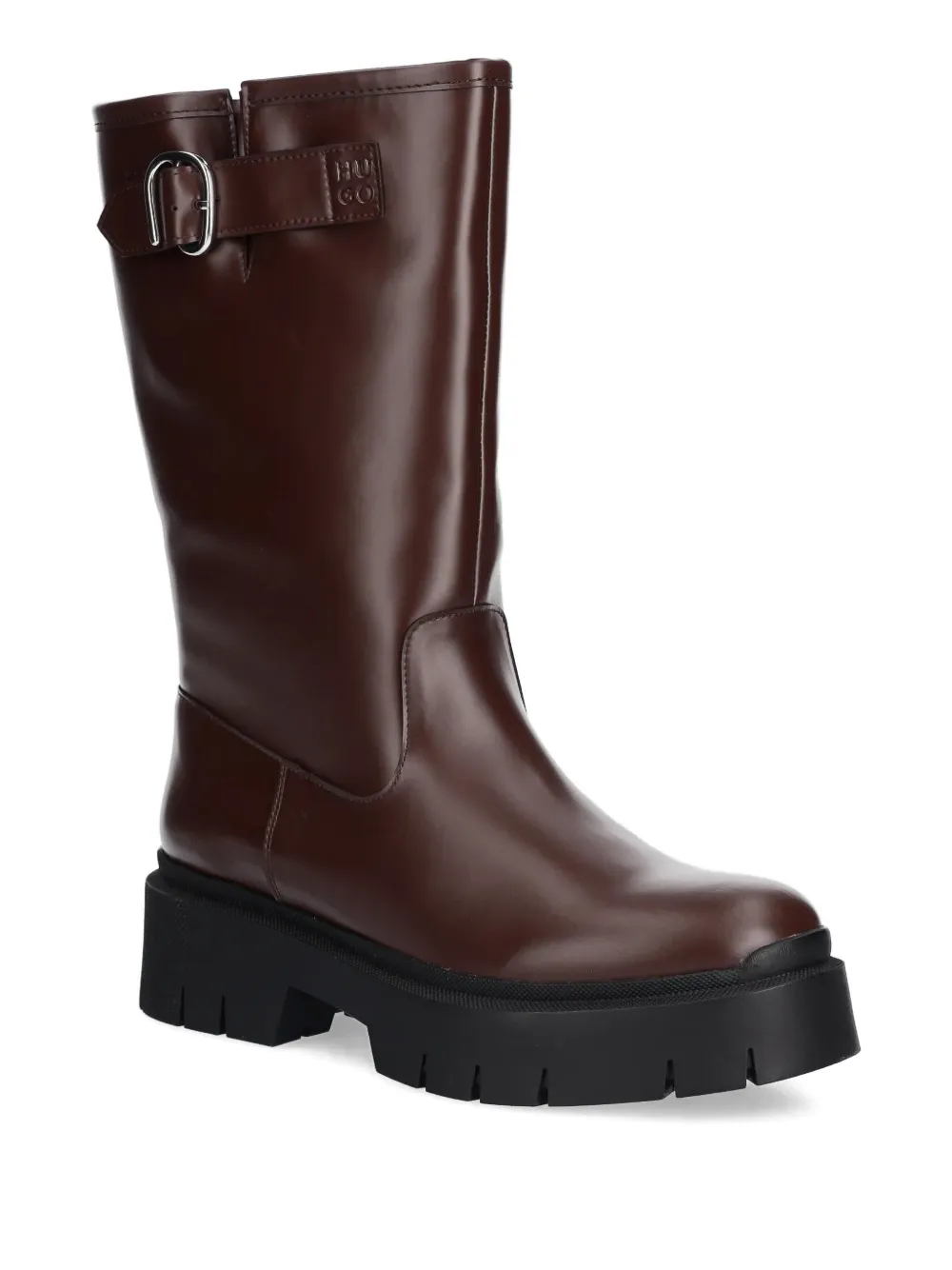 Hugo Boss Buckle-detail Biker Boots In Multi