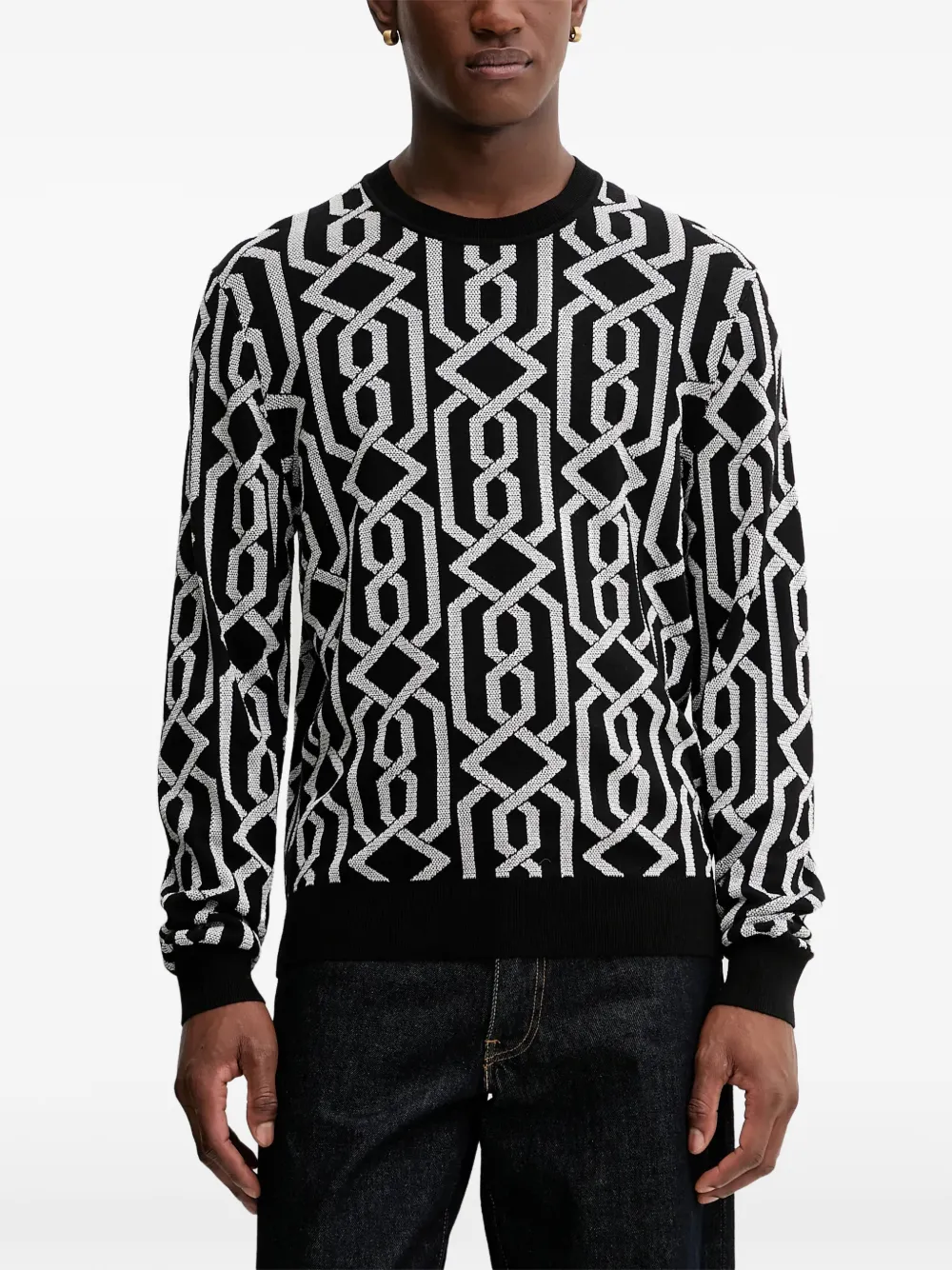 HUGO  jacquard-pattern sweater | Black | Image 1