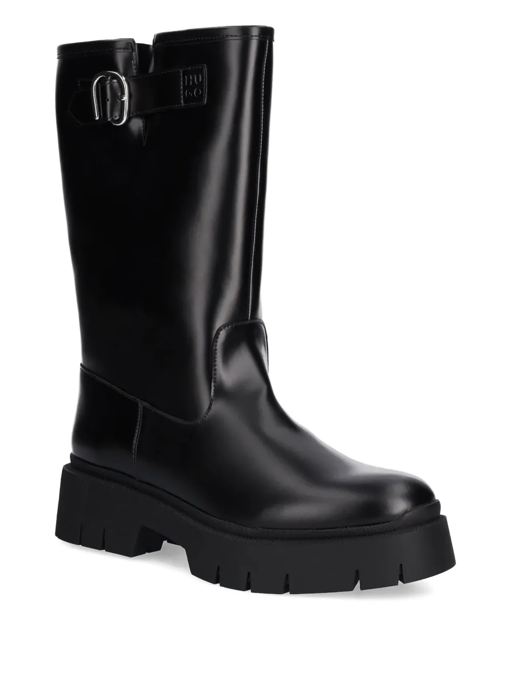Hugo Boss Buckle-detail Biker Boots In Black