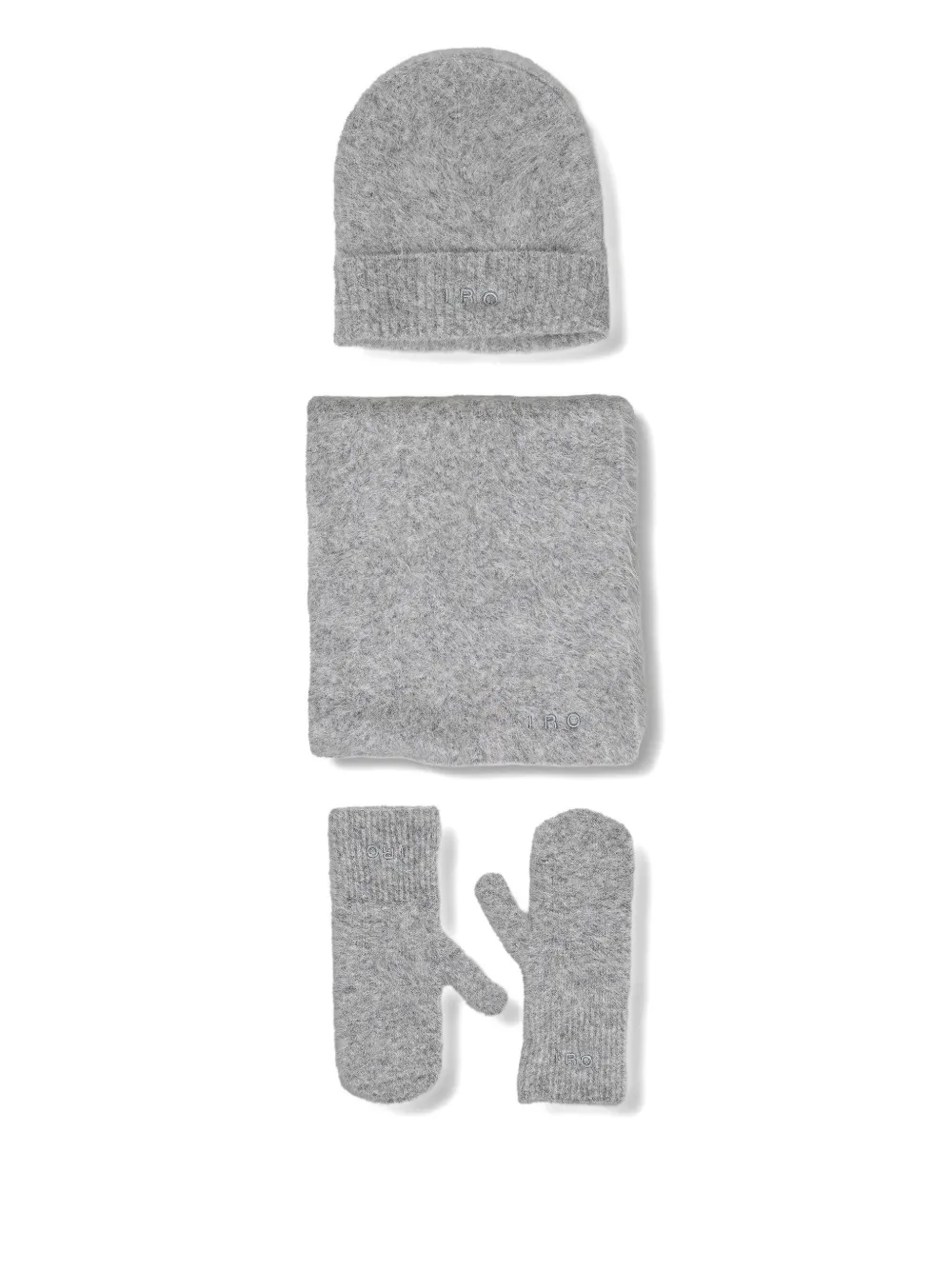 IRO logo knitted beanie hat set - Grigio