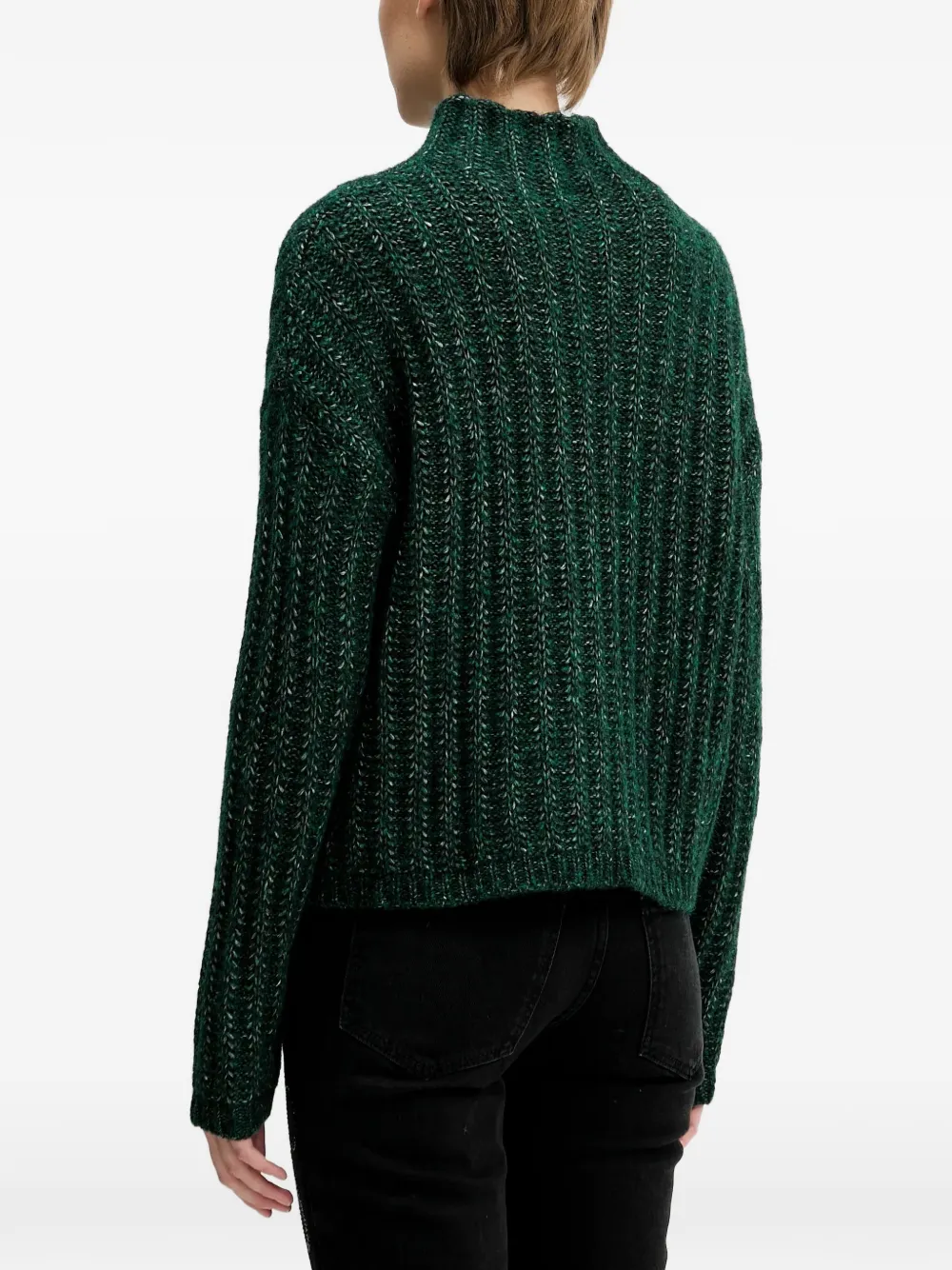 Hugo Boss Ribbed High-neck Sweater In Green