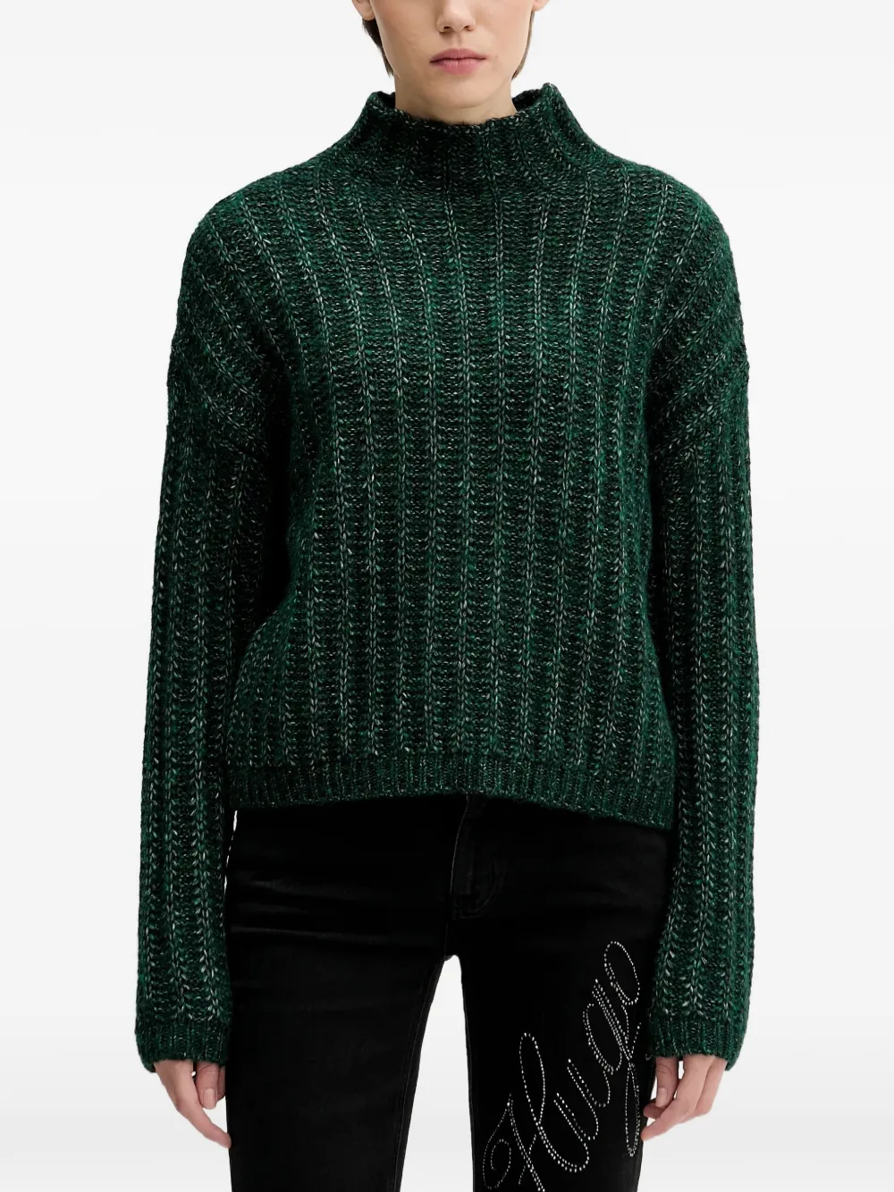 Hugo Boss Ribbed High-neck Sweater In Green