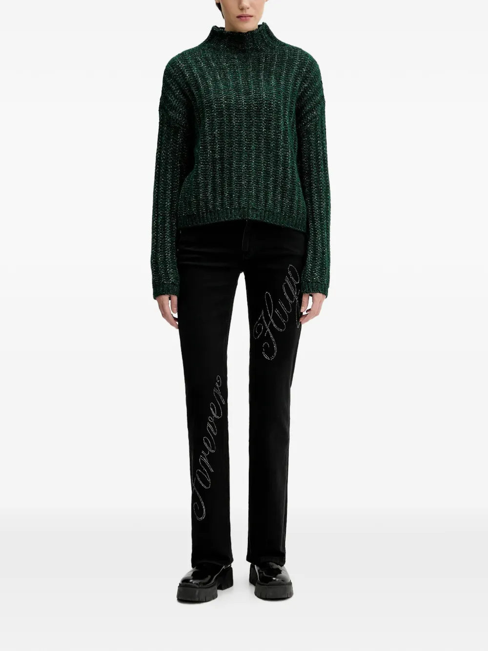 Hugo Boss Ribbed High-neck Sweater In Green