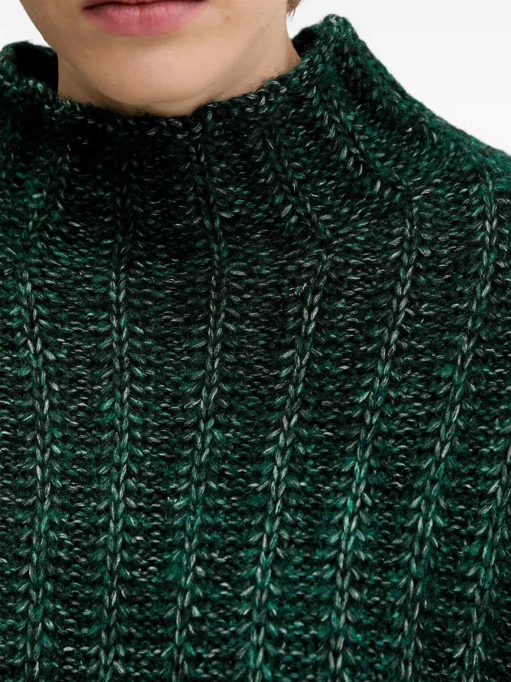 Hugo Boss Ribbed High-neck Sweater In Green