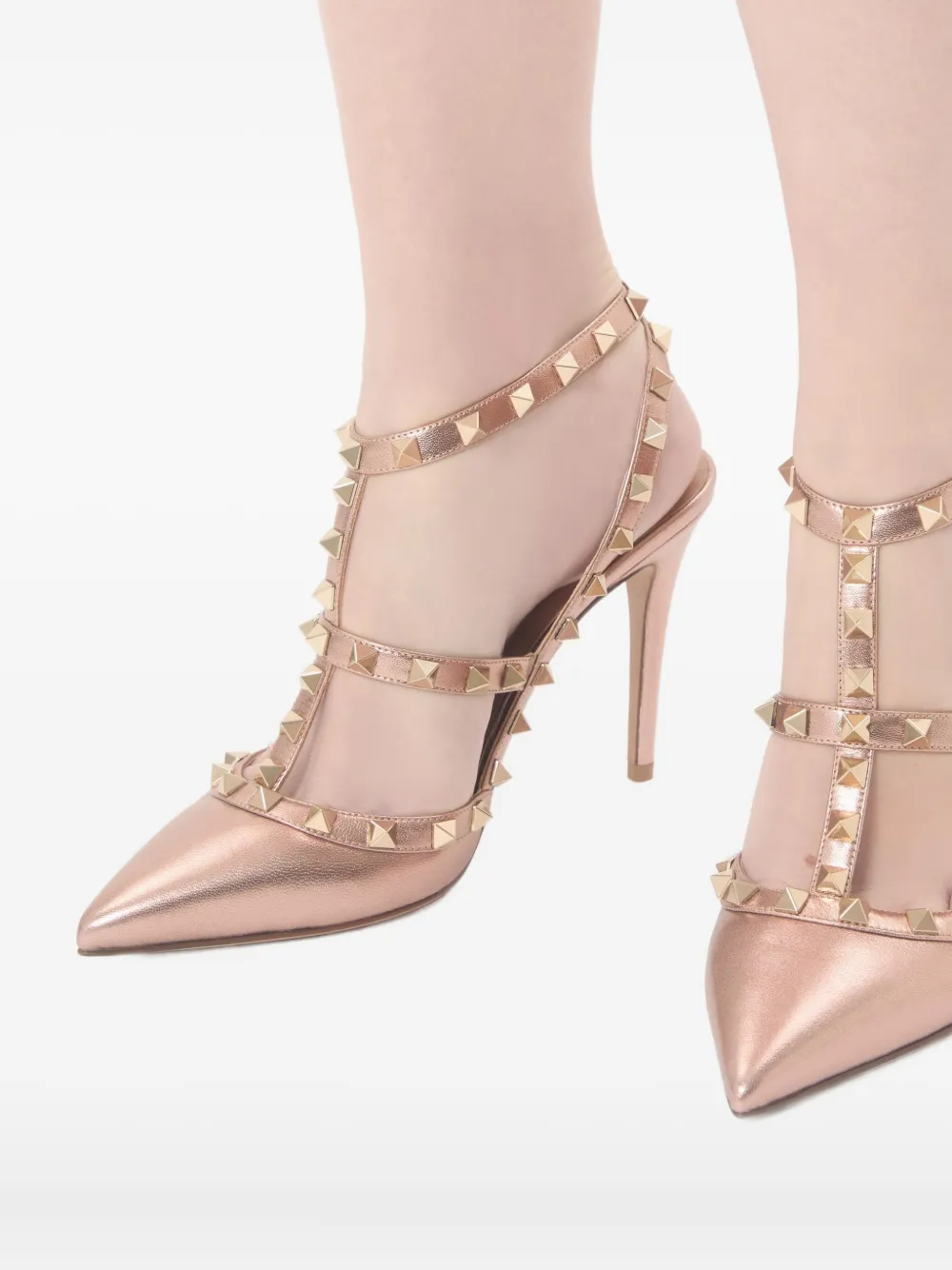 Valentino 10mm Rockstud Leather Pumps In Pink