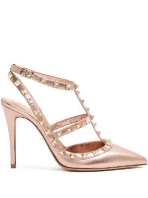 ヴァレンティノ パンプス ファブリック/レザー VST3932 マルチカラー Valentino Garavani ロックスタッズ 100mm ケージパンプス