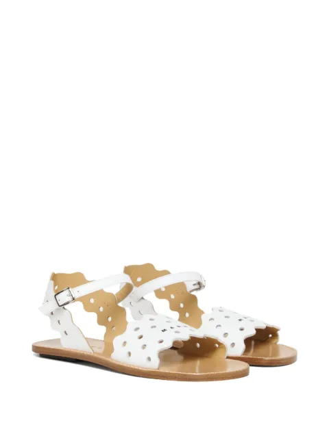Marni Kids scalloped perforated leather sandals