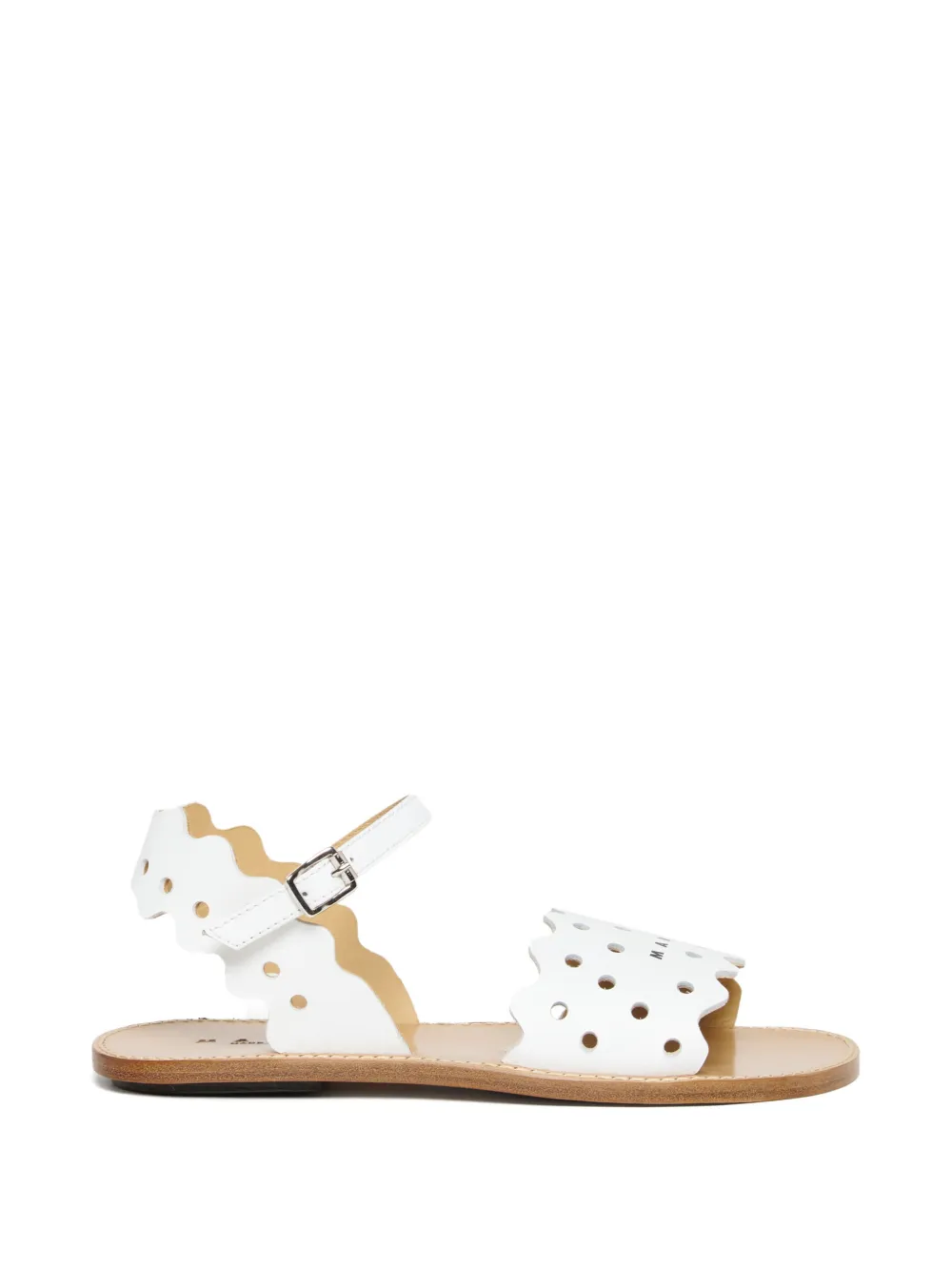 Marni Kids Gewelfde geperforeerde leren sandalen Wit