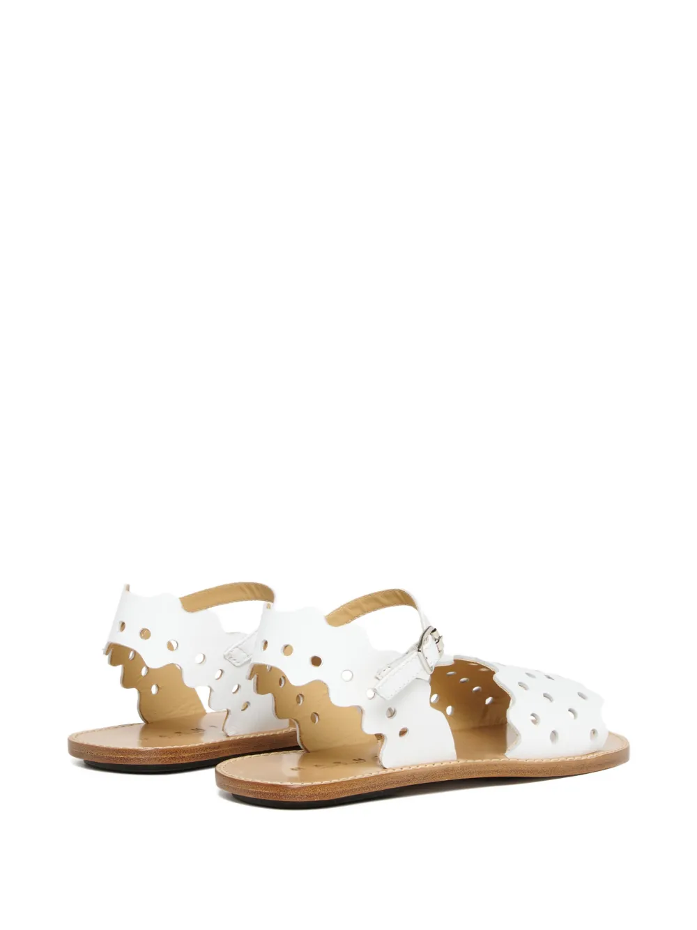 Marni Kids Gewelfde geperforeerde leren sandalen Wit