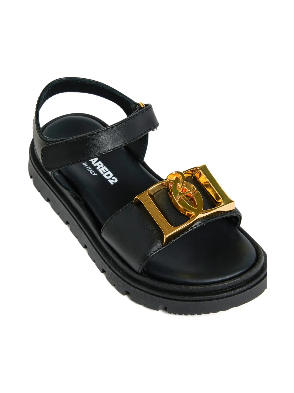DSQUARED2 KIDS logo-appliqué sandals Zwart