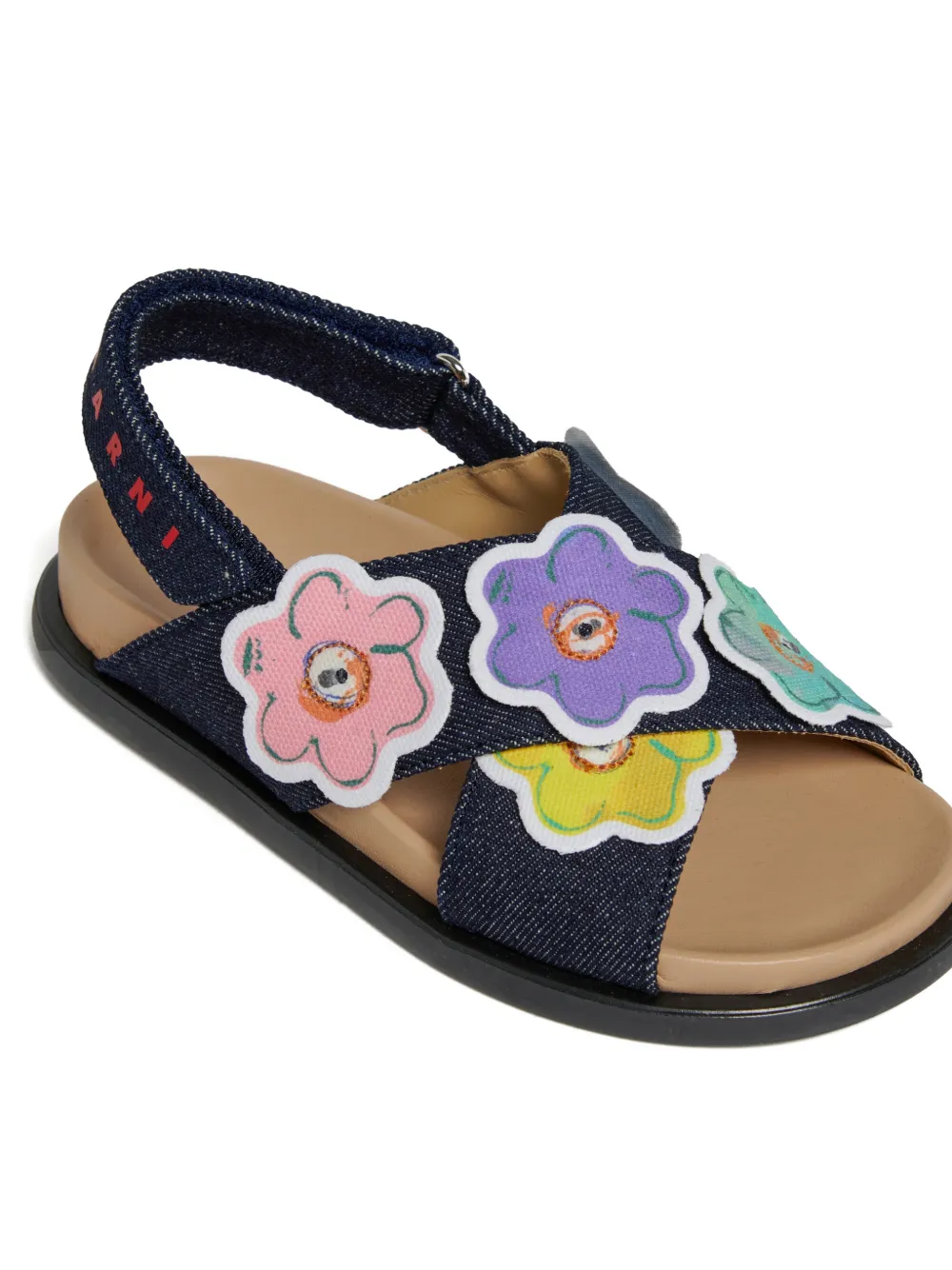Marni Kids Sandalen met bloemenapplicatie Blauw