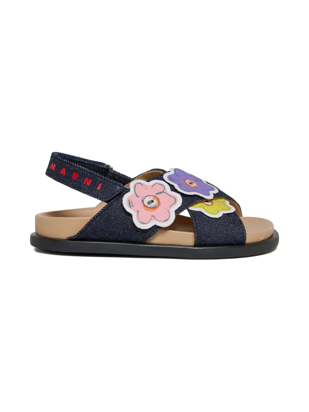 Marni Kids Sandalen met bloemenapplicatie Blauw