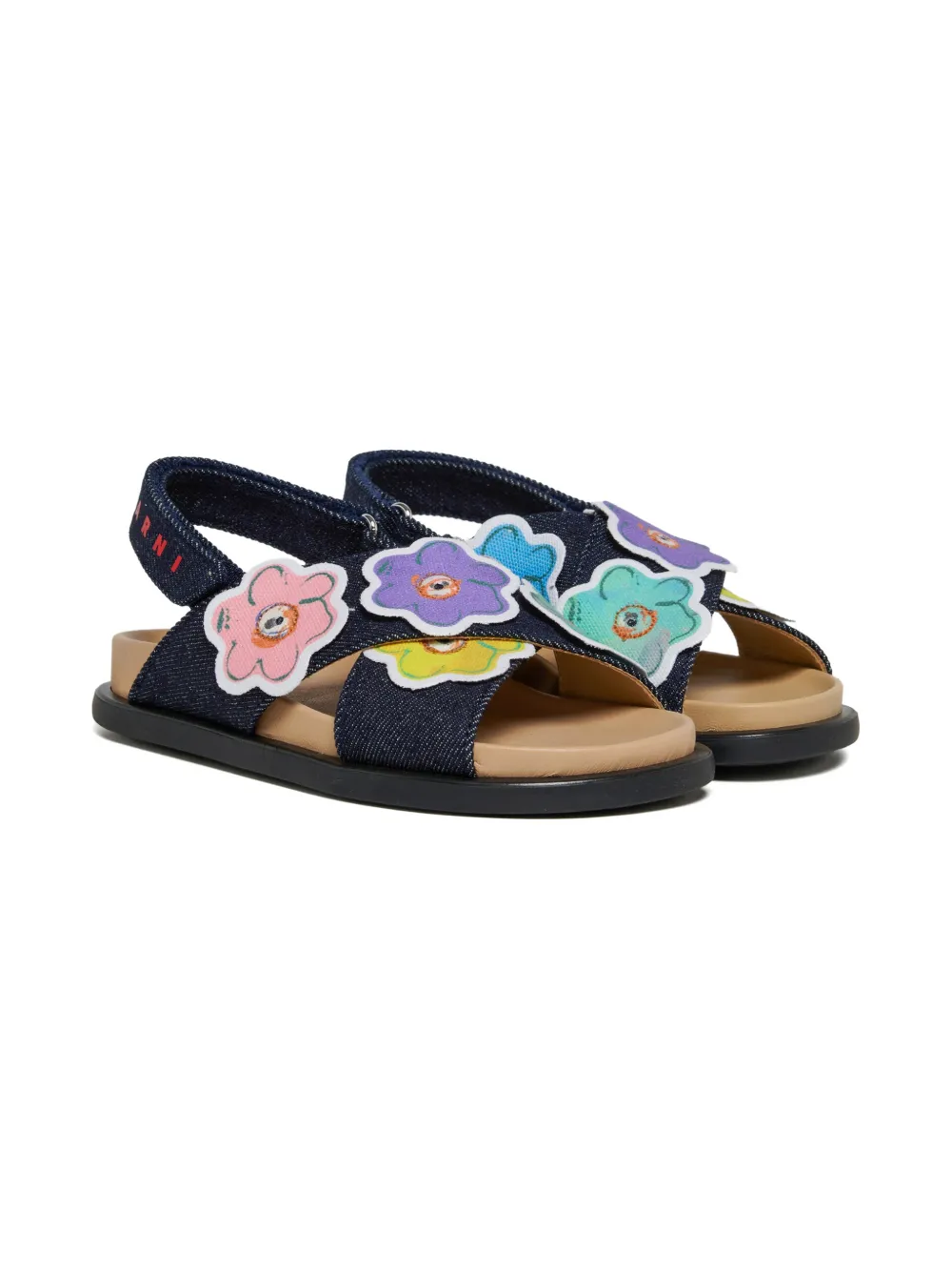 Marni Kids floral-appliqué sandals - Blu