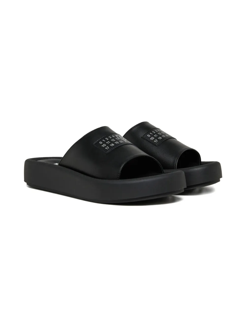 MM6 Maison Margiela Kids logo-patch sandals - Nero