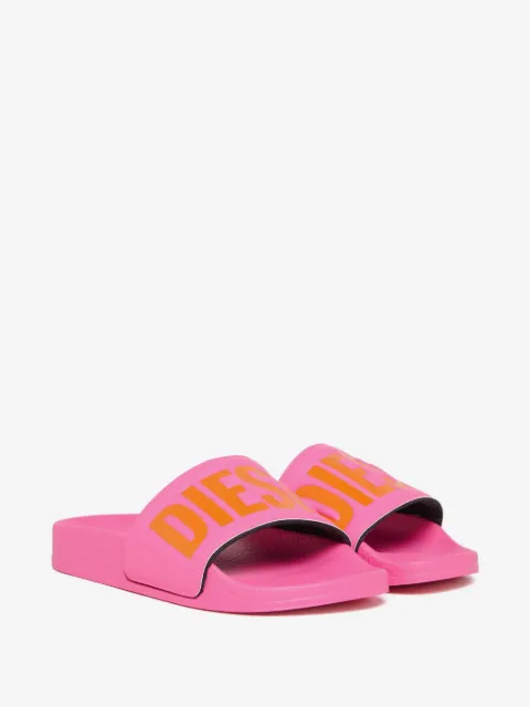 Diesel Kids embossed-logo slides