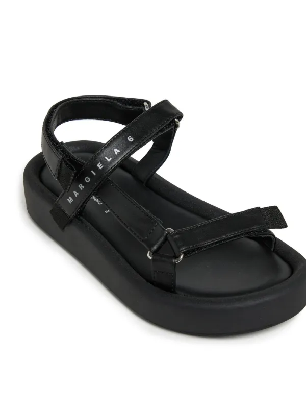 MM6 Maison Margiela Kids Leather Sandals | Black | FARFETCH OM