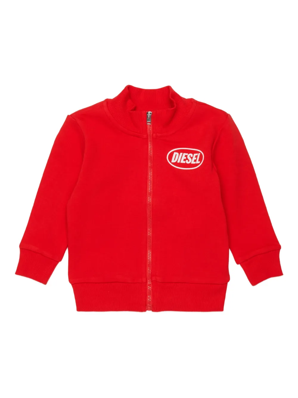Diesel Kids printed-logo full-zip sweatshirt - Rosso