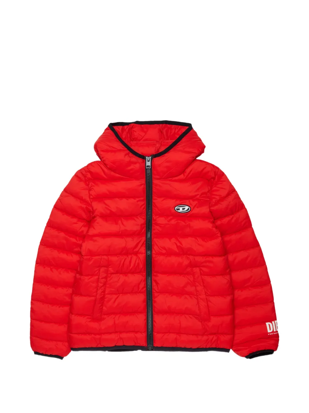 Diesel Kids Jstony printed logo quilted jacket - Rosso