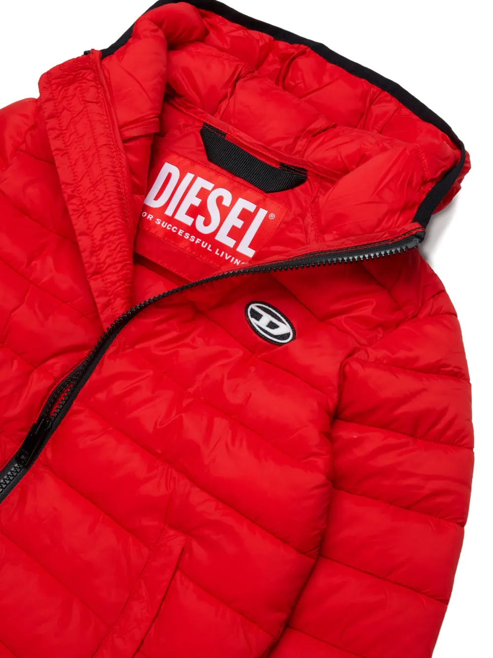 Diesel Kids Justony gewatteerd jack met logoprint Rood