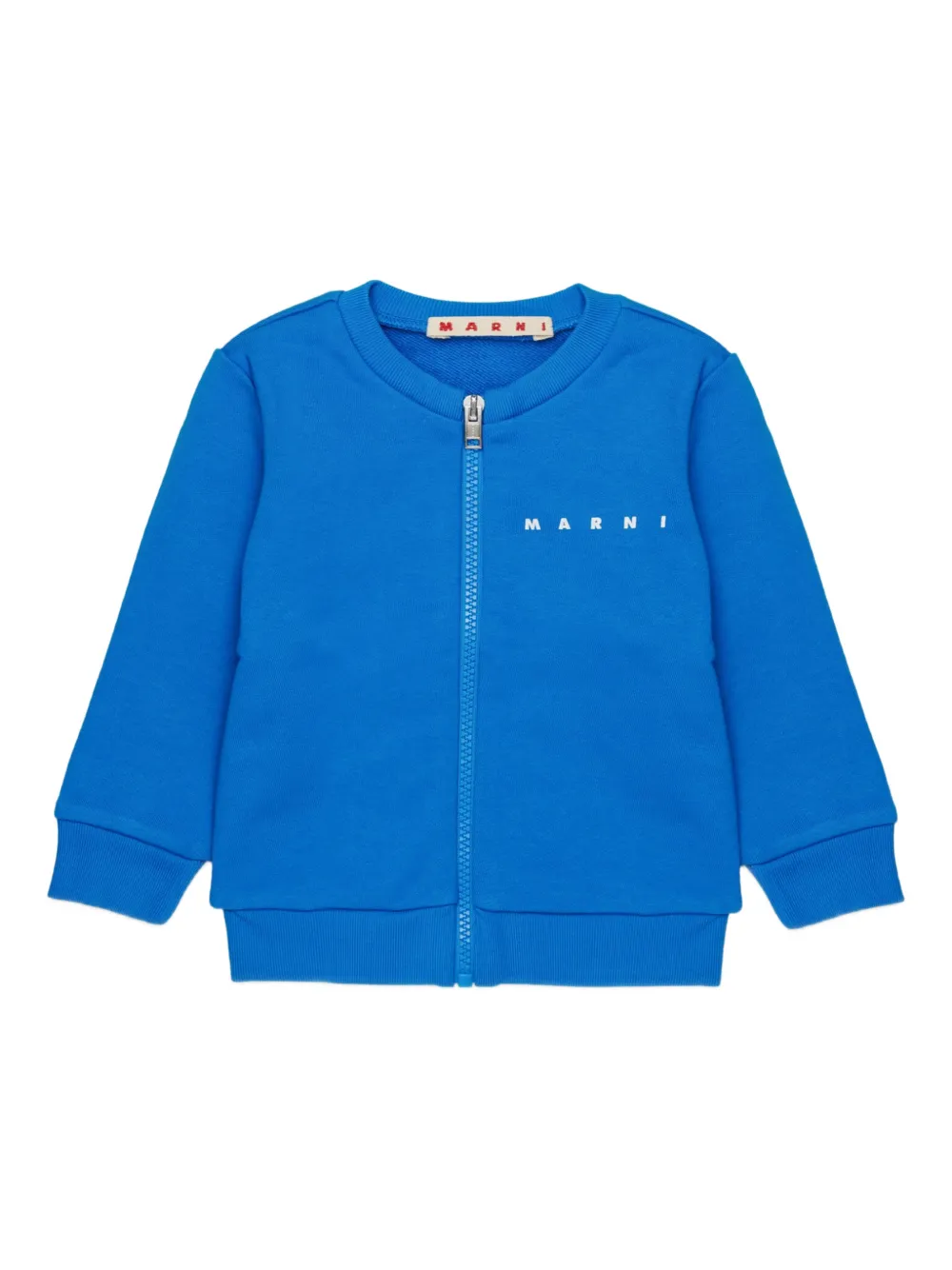 Marni Kids logo-print zip-fastening sweater - Blu