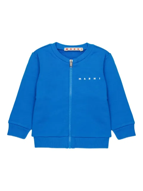 Marni Kids logo-print zip-fastening sweater