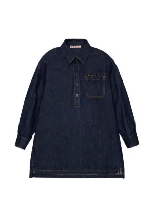 white christmas dresses Chambray Mini Shirt Dress in Blue main image 1