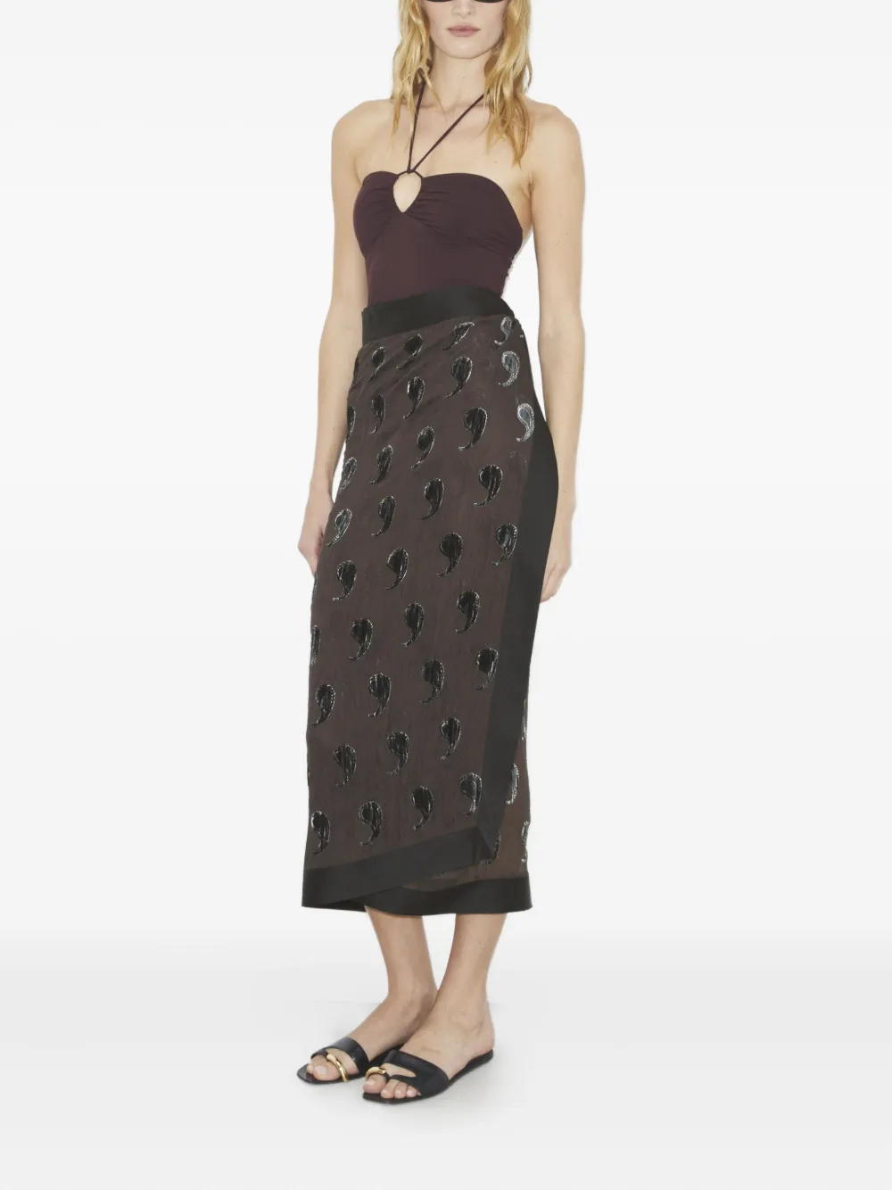 Tory Burch Wikkeldoek met paisley-print Bruin