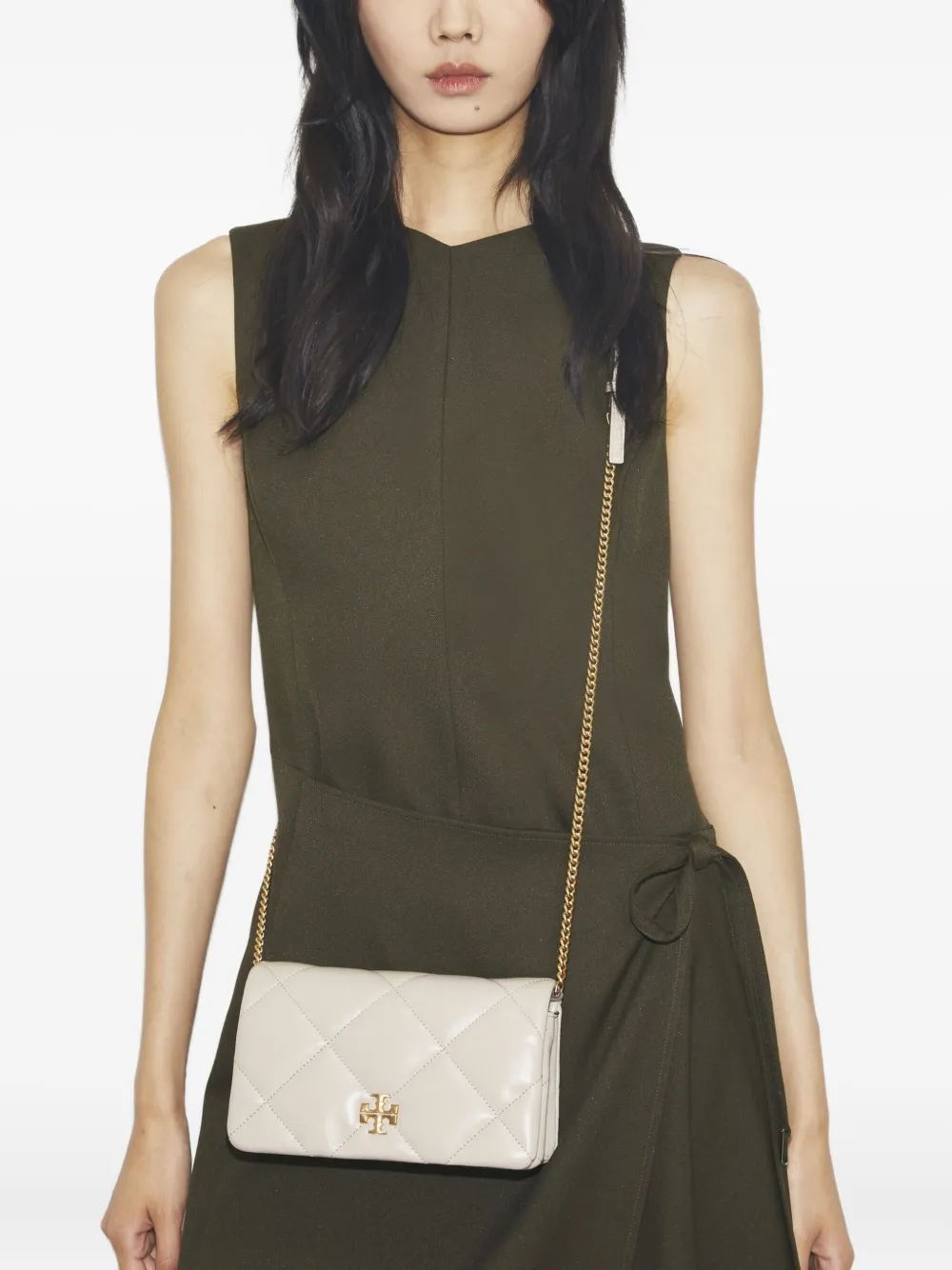 Tory Burch Kira Diamond-quilted Cross Body Bag In Neutral