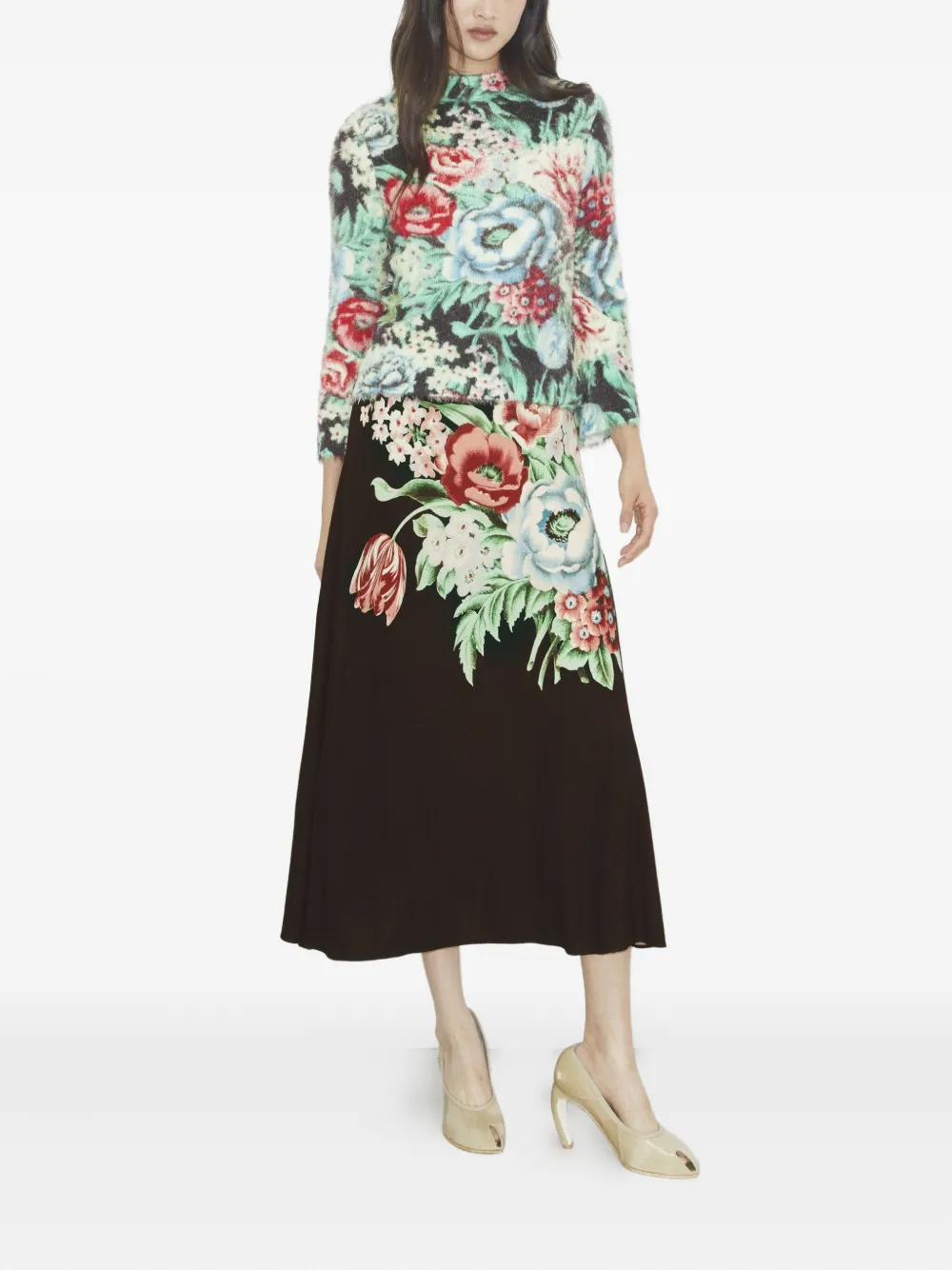 Tory Burch Printed Sweater In Green