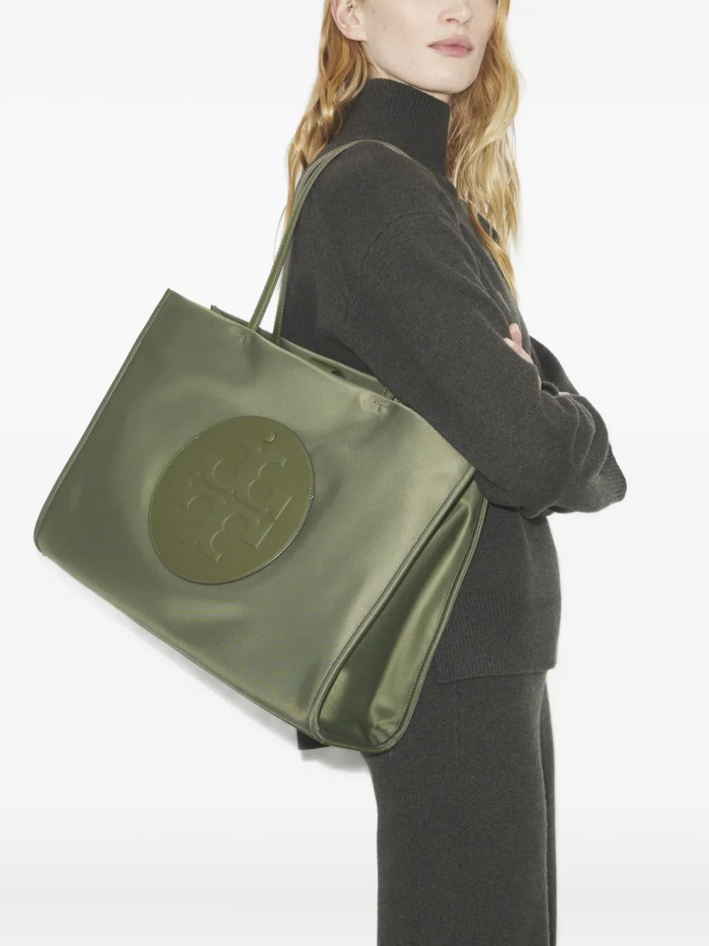 Tory Burch Ella logo-embellishment tote bag - Groen
