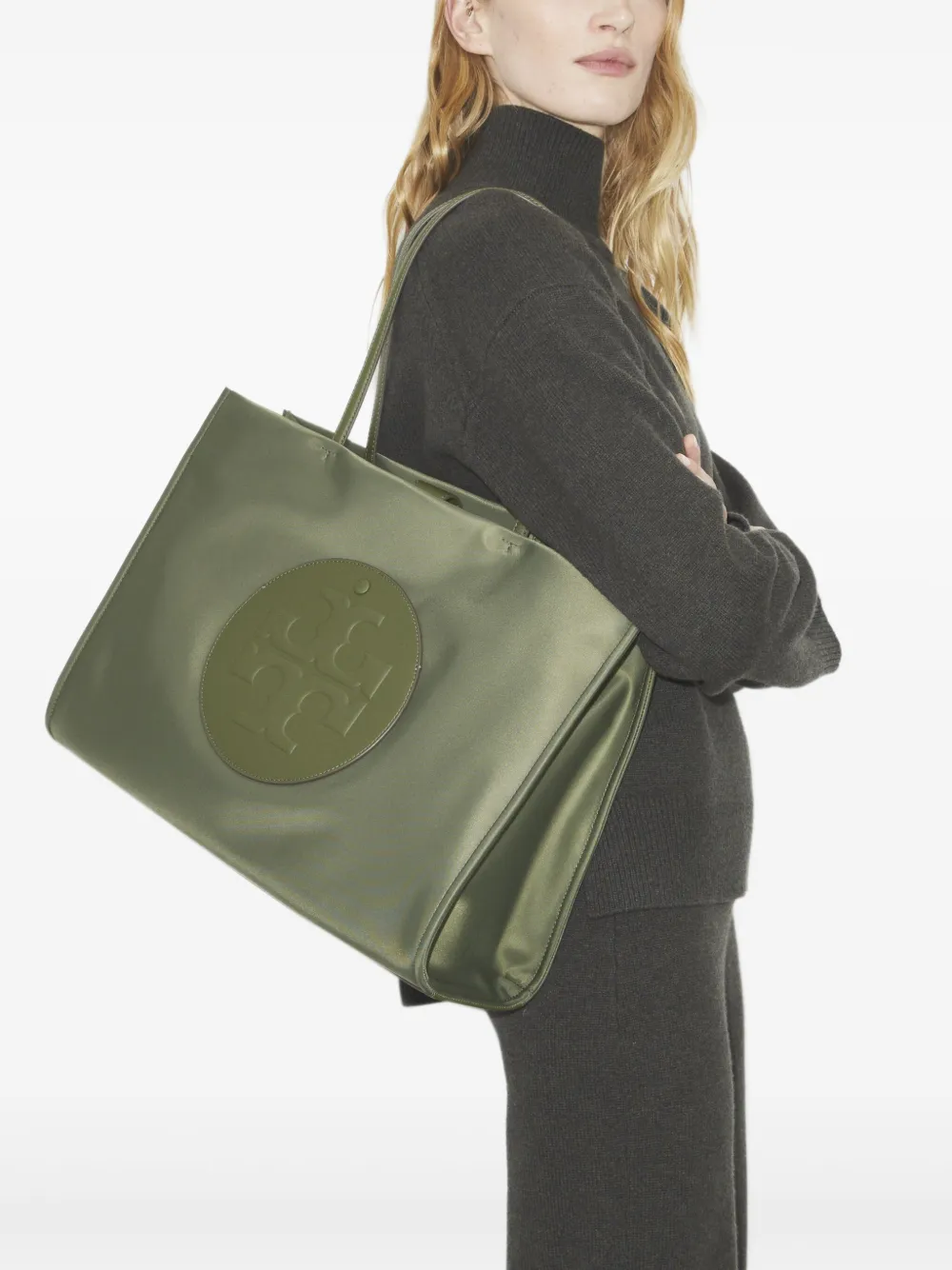 Tory Burch Ella shopper verfraaid met logo Groen
