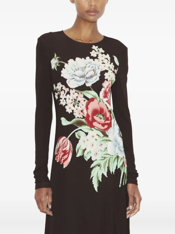 Tory Burch Women's Printed Jersey Dress in Brown Floral, size 14