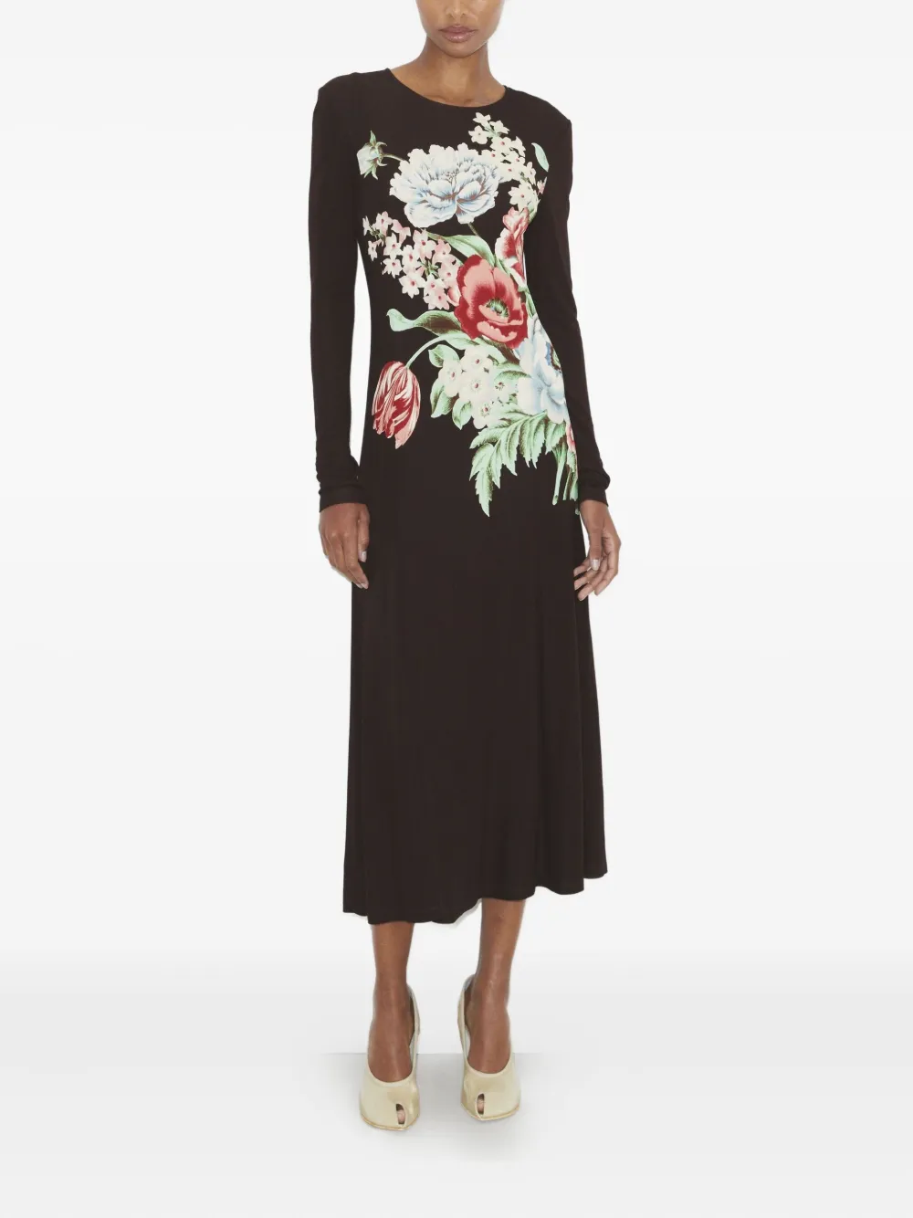 Tory Burch printed jersey midi dress - Bruin