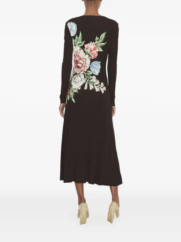 Tory Burch Women's Printed Jersey Dress in Brown Floral, size 14