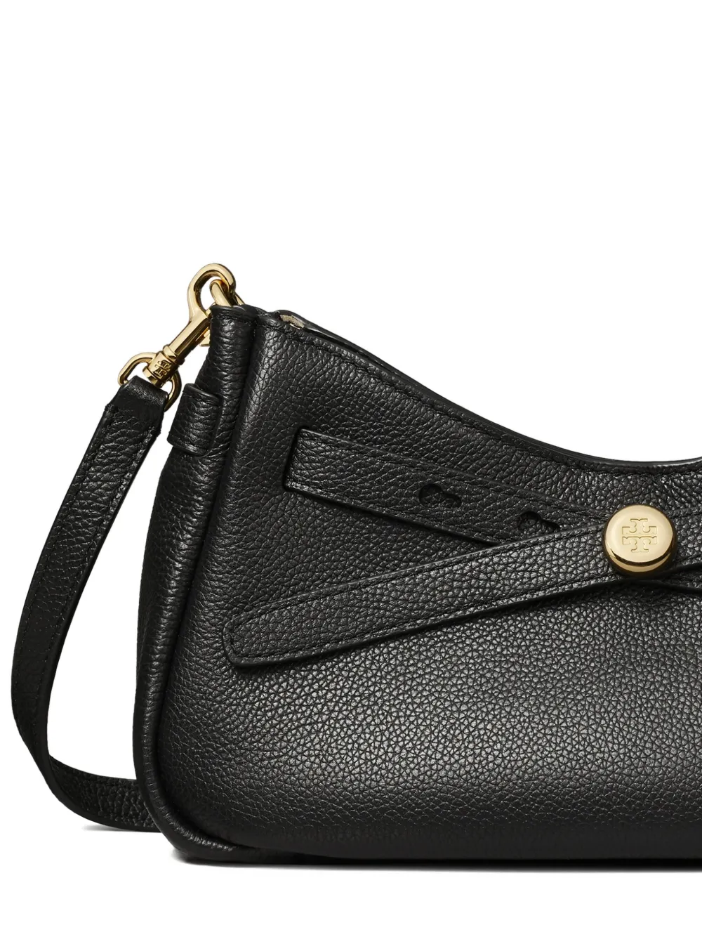 Tory Burch Romy Zip Top Leather Crossbody Bag In Black