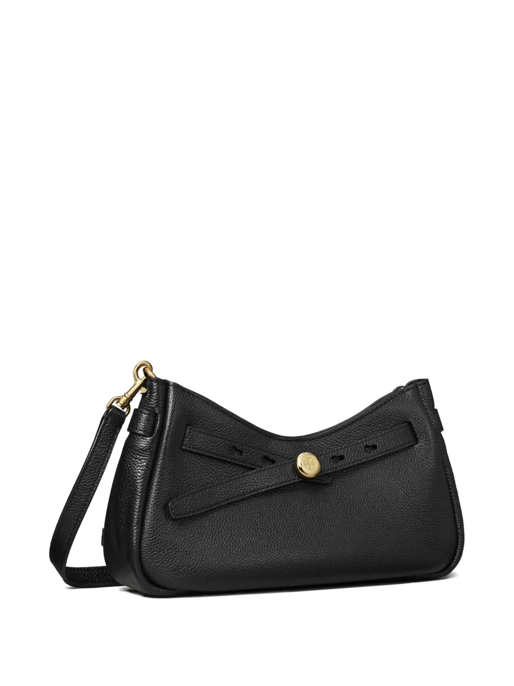 Tory Burch Romy Zip Top Leather Crossbody Bag In Black