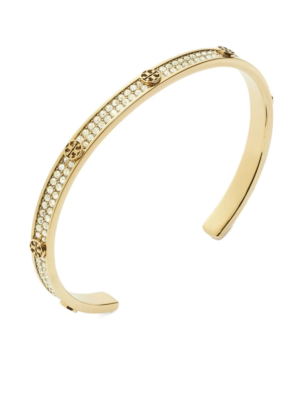 Tory Burch Miller Pavé Slim Cuff Bracelet In Gold
