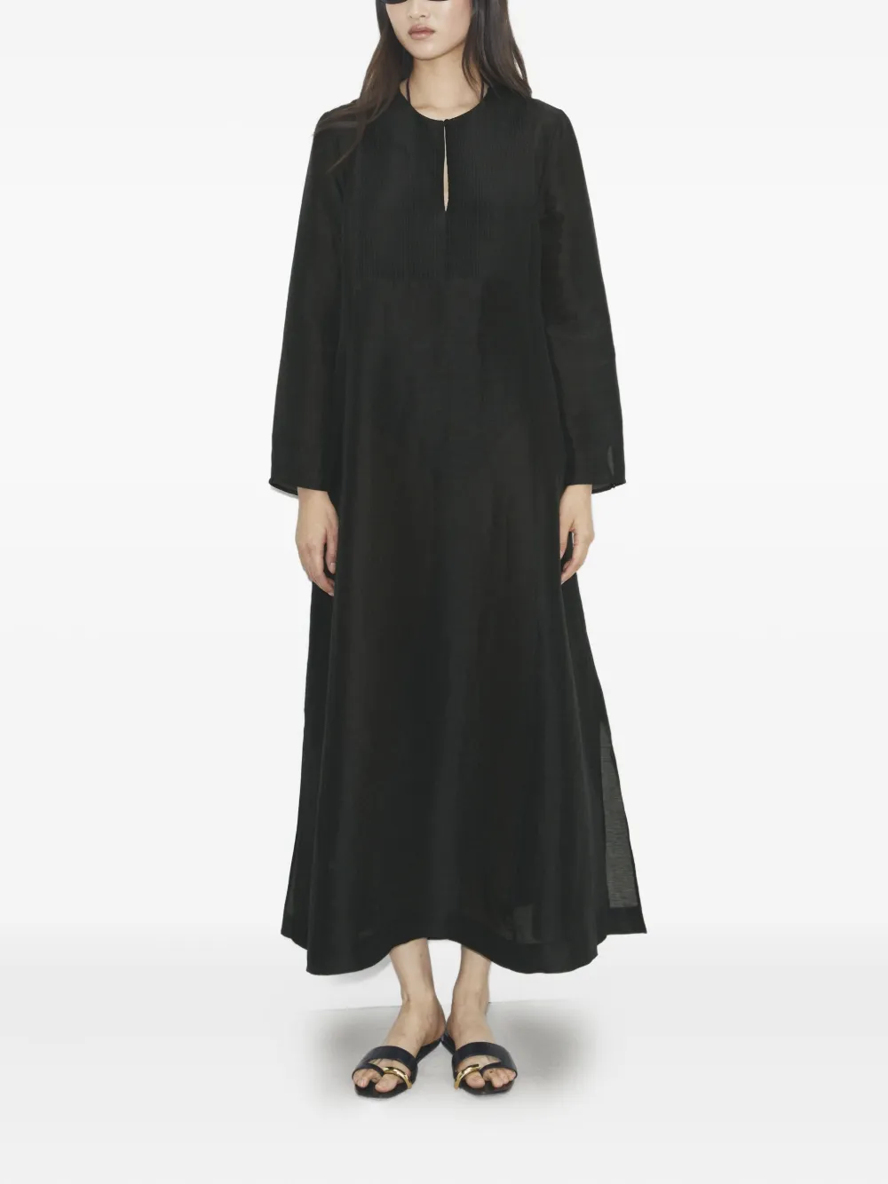 Tory Burch Pleated-panel Caftan In Black