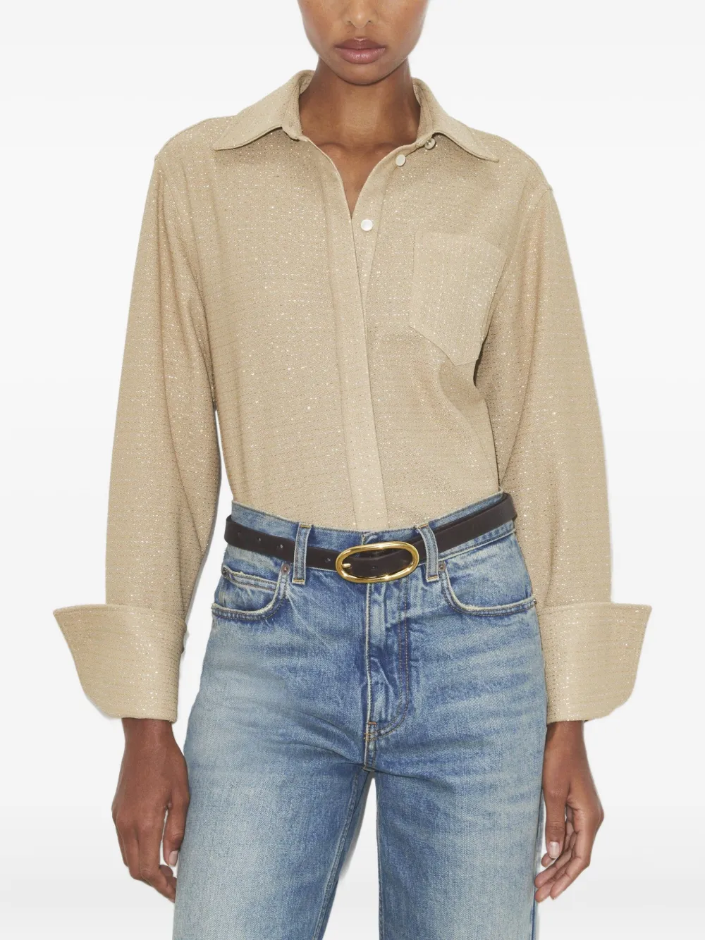 Tory Burch Lurex Top In Nude