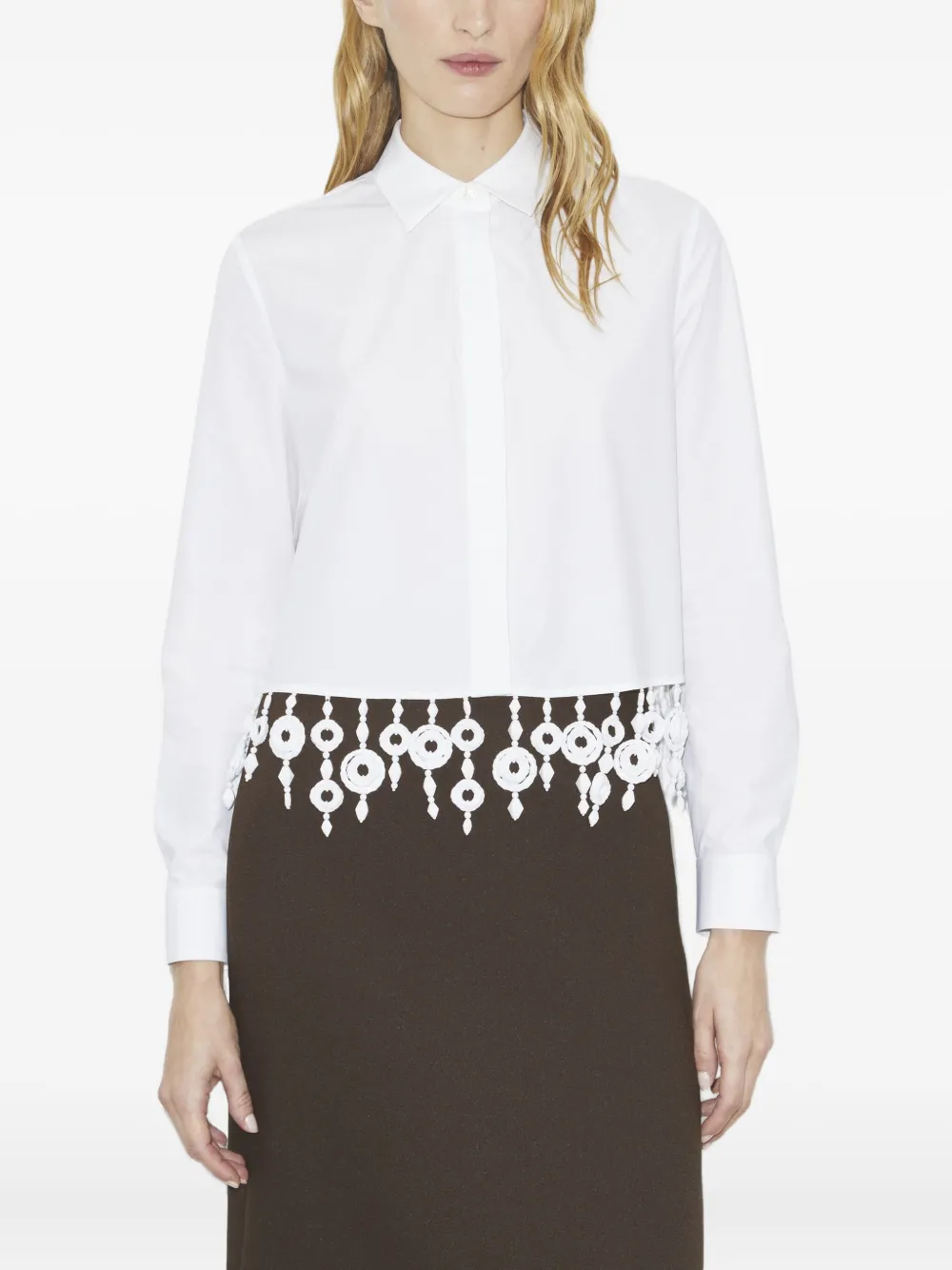 Tory Burch Crystal-embellished Poplin Shirt In White