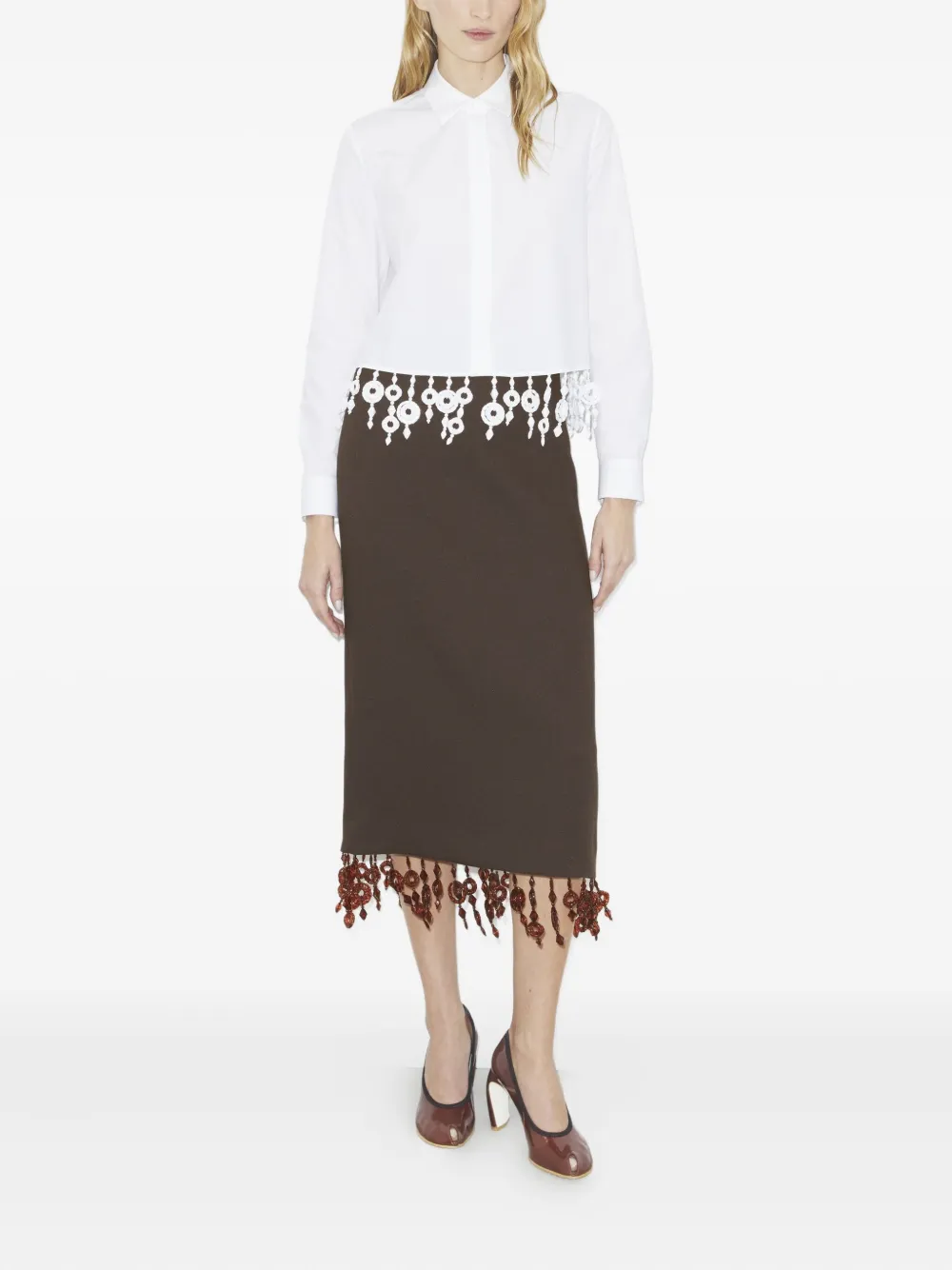 Tory Burch Crystal-embellished Poplin Shirt In White